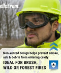 Person wearing Odyssey II Wildland Fire Goggles With Anti Fog And Anti Scratch Eye Protection For Men And Women Fits Over Glasses FR Strap ANSI Z87.1