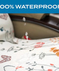 Boho Car Seat Covers 2 Pack Waterproof Front Seats With Towel Airbag Compatible detail with water droplets on floral pattern.