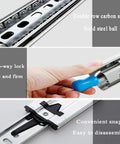 Beefy Heavy Duty Drawer Slides Three Fold Full Extension Ball Bearing Rails With Lock Side Mounted Track 550mm close-up view
