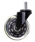 JECOMPRIS 5pcs Transparent Caster Wheels Rolling Chair Casters for Office Furniture showing a black wheel with transparent rim.