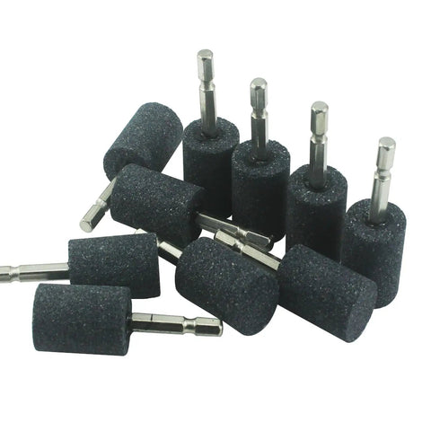 10 Pcs 25 mm Cylindrical Grinding Stones With One Quarter Inch Hex Shank Aluminum Oxide Grinding Bits For Drill And Rotary Tool