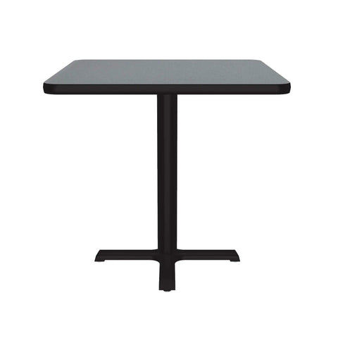 Gray Granite Square Cafe Table With Black Cast Iron Base And Top Spider 24 Inch High Pressure Laminate Top With Backer Leveling Nylon Guides Ideal Break Room Or Pub Height Setup, front view