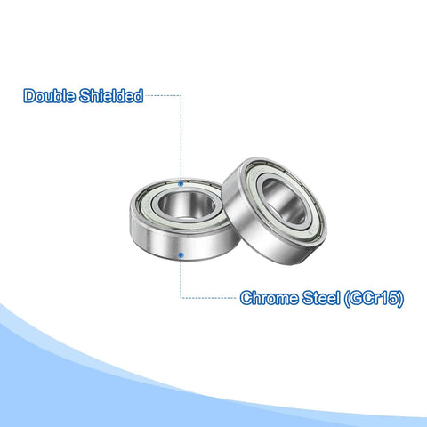 2 Pack 6004ZZ Deep Groove Ball Bearing 20 mm X 42 mm X 12 mm Chrome Steel With Double Shield Seals Z2 Silver