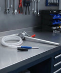 Super Handy Gralaria Manual Oil Transfer Pump For Mechanics And Garage Pros With 2M Hose Plus 32Cm Inlet Pipe on workbench.