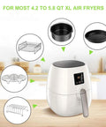 12-Piece Air Fryer Accessories Set Fits Most 4 To 5.8 Qt Fryers For Healthier Cooking displayed with cake pan, pizza pan, racks
