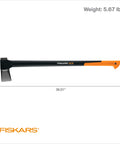 36 Inch Heavy Duty Wood Splitting Axe With Shock Absorbing Handle And Forged Steel Blade For Medium To Large Logs, side view