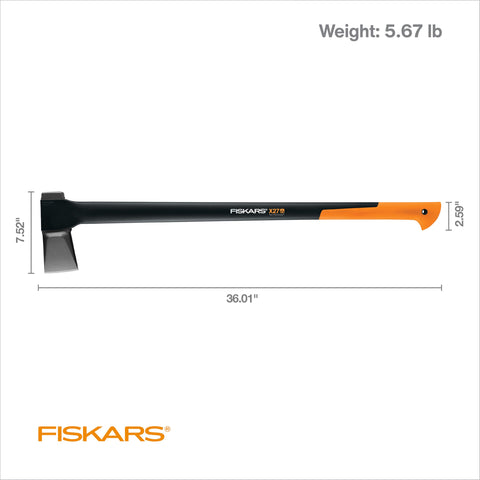 36 Inch Heavy Duty Wood Splitting Axe With Shock Absorbing Handle And Forged Steel Blade For Medium To Large Logs, side view