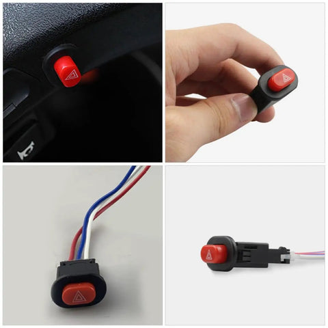 Double Flash Motorcycle Hazard Light Switch With Emergency Button Waterproof ABS Metal Controller for easy install