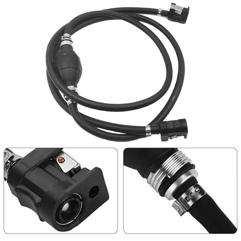Three Eighths Inch Fuel Line Assembly Kit, 6.56 Ft Auto Steel Fuel Line Hose With Clamps And Primer Bulb, Universal Fit For Marine Outboards, RVs, Tractors, Caravans, Boats, Motors, And More