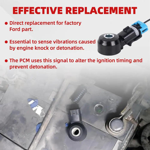 Drop In Knock Sensor Kit 22060-7B000 With Wiring Harness For Nissan Frontier Xterra Quest Villager Pathfinder 1999-2004 3.3L Replacement Ignition Knock Sensor Black installed on engine block