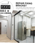 Repair fixing bracket kit with screws, hex key, and Track Connecting Brace Metal Joint Plate Set For Barn Doors Easy Installation.