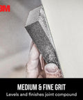 Using the Dual Grit Drywall Sanding Sponge For Medium Remove And Fine Smooth Flexible Foam Block For Flat And Contoured Surfaces Joint Compound Ready