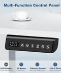 Control panel of 40 Inch Electric Standing Desk With Memory Presets, featuring LED display, white surface with cup.