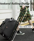 OIWAS 22-inch rolling duffle bag with wheels, black carry-on luggage.