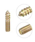 Double Ended Dowel Screws For Wood And Furniture M6 To M10, Zinc Plated Carbon Steel, Grade 4.8 Strength, close-up view