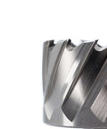 Oscarbide annular cutter, 2-1/4 in diameter, Weldon shank, close-up of cutting teeth