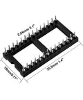 DIP IC Socket Adaptor Kit 28 Pin 2.54mm Pitch 15.24mm Row Spacing Double Row Plugs Plug And Play Ready Black And Silver Finish 10 Pack
