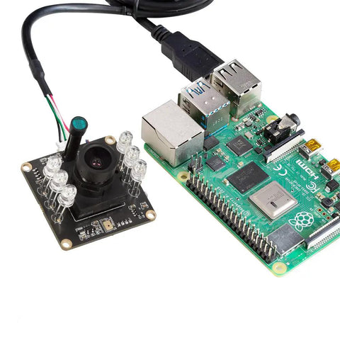 1080p Day And Night USB Webcam With Auto IR Cut 2MP Sensor All Day Clarity Infrared LEDs USB 2.0 Board Camera shown with circuit board