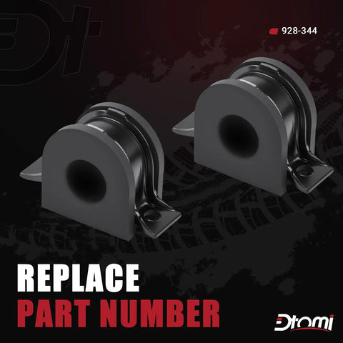 Suspension Stabilizer Sway Bar Bushing Replacement 928-344, two black rubber bushings with metal brackets