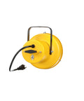 Back view of Fostoria Loading Dock Light Head Assembly 120V 300W Max No Bulb Included Rugged Safety Yellow Housing With Black Steel Yoke Guard