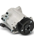 Top Shelf AC Compressor And Clutch Assembly Compatible With Buick Enclave Chevy Traverse Gmc Acadia Outlook 3 6 Liter view from side with pulley.