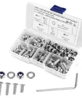 130 Piece Stainless Steel Hex Head And Round Head Screws Kit With Nuts For Industrial Fastening And Repairs, Built Tough 304 Stainless 