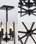 Industrial Rustic Pendant Light Chandelier With Five Lights, steel cage, black finish, E12 bulb sockets, adjustable height.