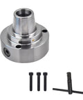Beefy 5C Collet Lathe Chuck Closer With 5 Inch Plain Back, recessed bore, chuck key and bolts, scroll-pinion style, 6000 RPM