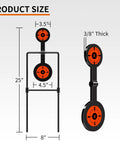 Auto Reset Double Spinner Target Set For Centerfire Handguns Up To 44 Magnum Three Eighths Inch Thick Solid Steel Size Chart