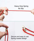 8 Pack Spring Cord Locks Plastic End Stopper Single Hole Toggle Fasteners For Drawstrings Shoelaces Tents And Tie Downs Beige Durable Quick Grip DIY Rope End Clips, beige plastic spring lock on red cord
