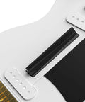 Close-up of Les Paul Pro Edition Alpine White Guitar Controller For PC Switch Android And More, showing pickup and bridge hardware