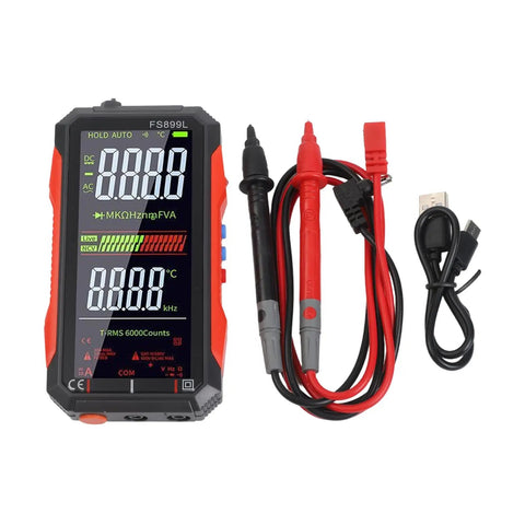 FS899L All In One Digital Multimeter With Auto Ranging Rechargeable Fully Automatic Tester with probes and USB cable