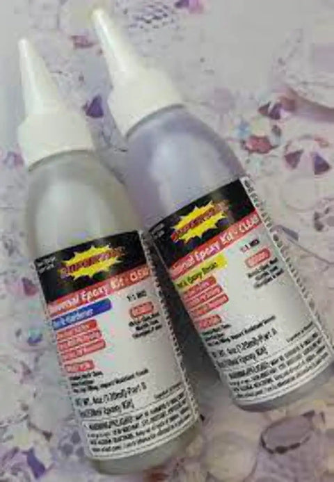 Heavy Duty 8oz Epoxy Kit For Metal Wood Stone Bonding With Ultra Crystal Clear Finish High Strength Adhesive Slow Cure 1 To 2 Hours Outdoor Weather Ready UV Resistant No Odor Industrial Grade For Pros And DIY Crafters, two bottles