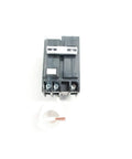 QBGFT2050 Two Pole 50 Amp Miniature Circuit Breaker 120/240V AC front view with screw terminal and copper wire visible
