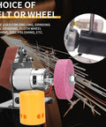 Mini Belt Sander With 7 Speed Adjustable Electric Bench Grinder showcasing belt and wheel options for woodworking and metalwork