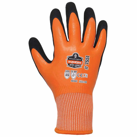 ProFlex 7551 Waterproof Winter Work Gloves With Sandy Nitrile Dipped Palms, Thermal Fleece Lining For Warm Hands, ANSI A5 Cut Resistant, Fully Waterproof Latex Coating For Wet Jobs, Strong Grip Even In Slush