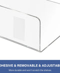Close-up of Clear Acrylic Shelf Dividers For Closet Organization 6 Pack showing adhesive backing and smooth edges.