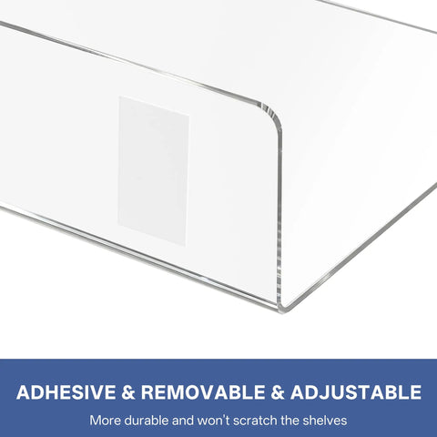 Close-up of Clear Acrylic Shelf Dividers For Closet Organization 6 Pack showing adhesive backing and smooth edges.