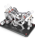 Hot Air Sterling Engine Kit With 4 Cylinder Parallel Stirling Engine Model For Adults Premium Metal Craftsmanship No Setup Needed Ready To Ignite With Alcohol Classic Generator Toy Gift, all-metal on black base