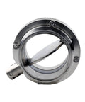 Sturdy 304 Stainless Steel Quick Release Valve With PTFE Sanitary Quick Coupling Clamp, front view, industrial use, powder only.