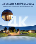 4K Ultra HD and 180° panorama view showcasing detailed outdoor scene with Beefy 4K Floodlight Camera With 180 Degree Panoramic View