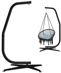 Rugged Metal Hanging Hammock C Stand For Chair Stand Only With Weather Resistant Powder Coated Steel Wide 4 Leg Offset Base