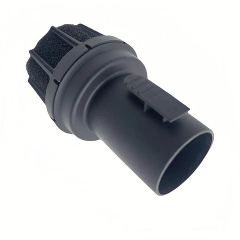 Two And A Half Inch Muffler Diffuser Wet Dry Vac Attachment For Beefy Industrial Grade Shop Vacs shown in black plastic