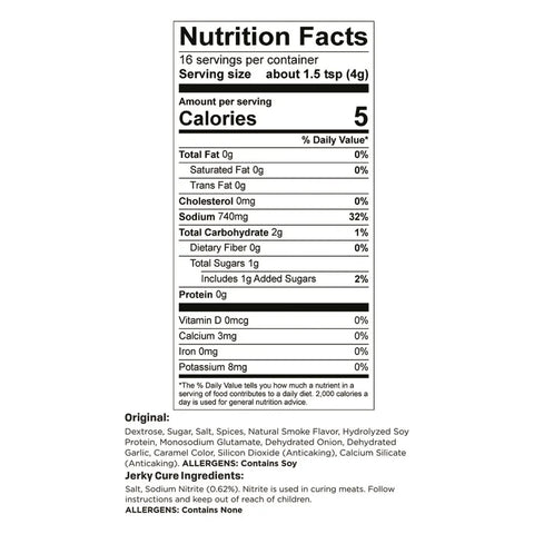 Nutrition facts label for Digital Food Dehydrator With Smooth Adjustable Temperature And Even Heating for homemade beef jerky.