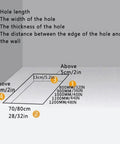 Diagram showing measurements for the Heavy Duty Telescopic Electric Pull Down Attic Ladder installation including hole dimensions.