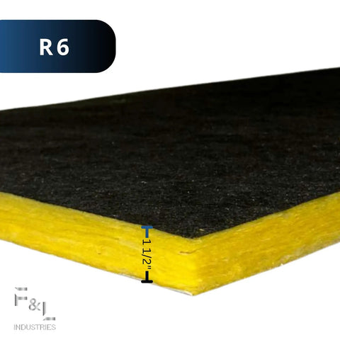 Pro Level R6 Fiberglass Acoustic Insulation Boards For Drywall And Ceilings One Point Five Inch Thick By Twenty Four By Forty Eight Inch showing edge detail.