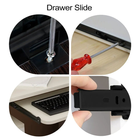 Underdesk Keyboard Tray Sliding Rails Heavy Duty Steel Drawer Slides Ball Bearing Extension Rails Hardware Kit Pull Out Keyboard Slides Quiet Mount Telescopic Runners For Office Desks And Home Setup installed under a desk