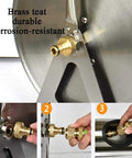 Heavy Duty Stainless Steel Garden Hose Reel Wall Mounted Retractable Anti Kink Water Pipe Holder For Yard Chores And Car Washing Smooth Pull Design close-up of brass connection fitting.