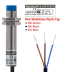 M12 Capacitive Proximity Sensor Switch Non Shield Type Built Tough For Dielectric Detection Sensing Range One To Five Millimeters Operating Voltage Ten To Thirty Volts DC PNP Normally Closed Output Three Wires