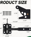 Product dimensions of Heavy Duty Self Locking Gate Latch Featuring Automatic Gravity Lever For Wood Fence with screws.